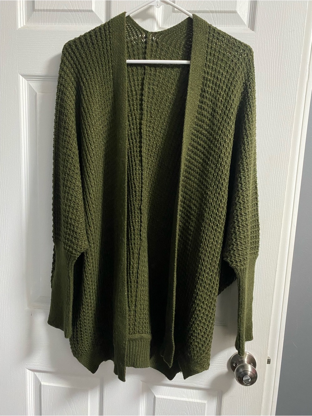 Olive Open-Front Knit Cardigan